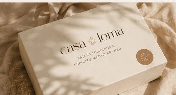 Caja de Casa Loma sobre lino iluminada por sombras naturales